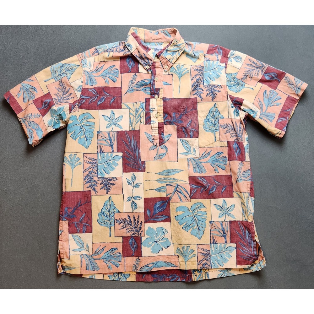 Vintage Reyn Spooner‎ Shirt Size Large Quarter Button Floral Colorblock